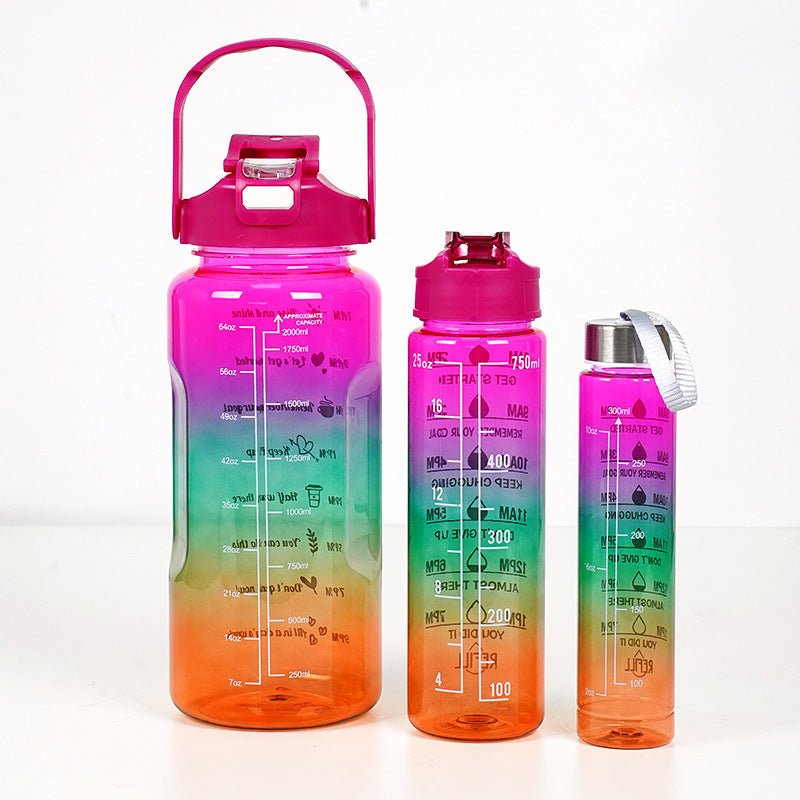 Reusable kitchen tools: Motivational Water Bottle Set | 3-in-1 Gradient Sports Bottle