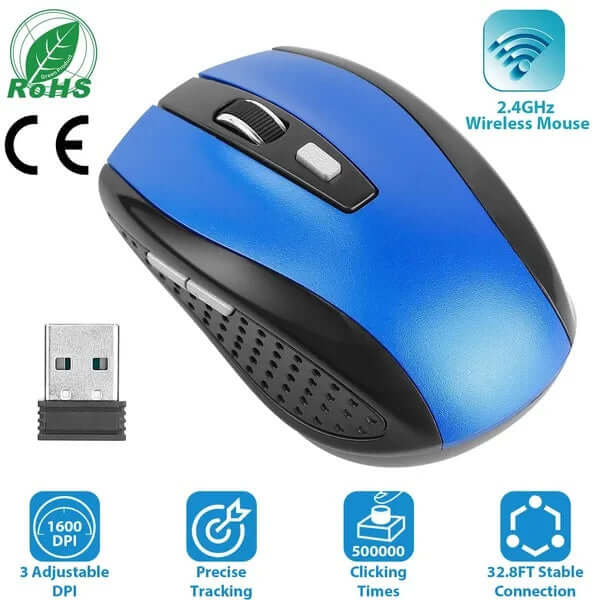 2.4G wireless gaming mouse with USB receiver and adjustable DPI