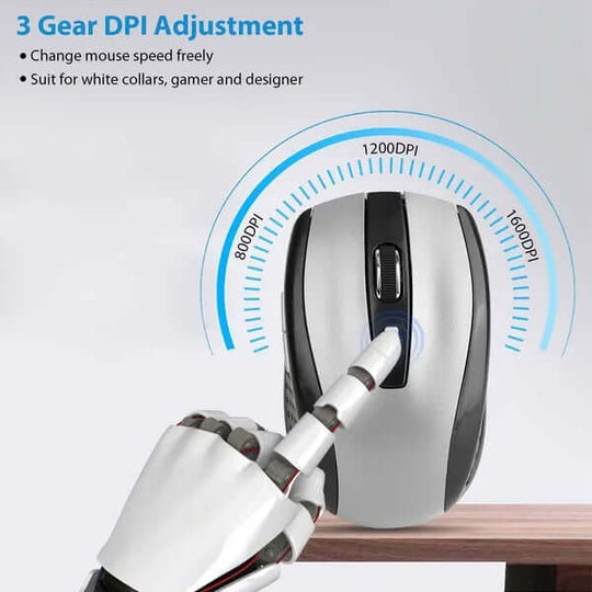 2.4G wireless gaming mouse with USB receiver and adjustable DPI