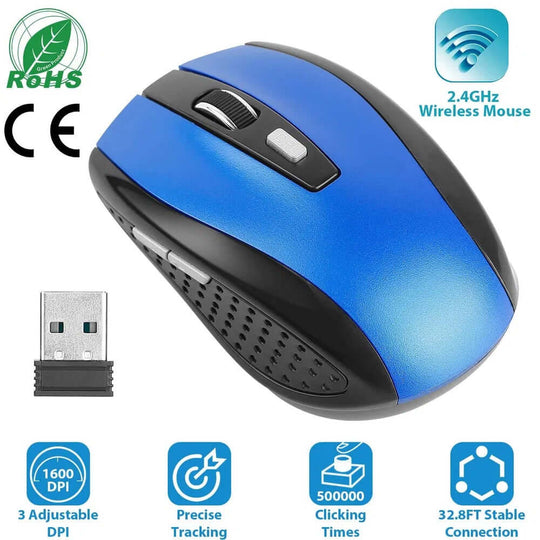 2.4G wireless gaming mouse with USB receiver and adjustable DPI