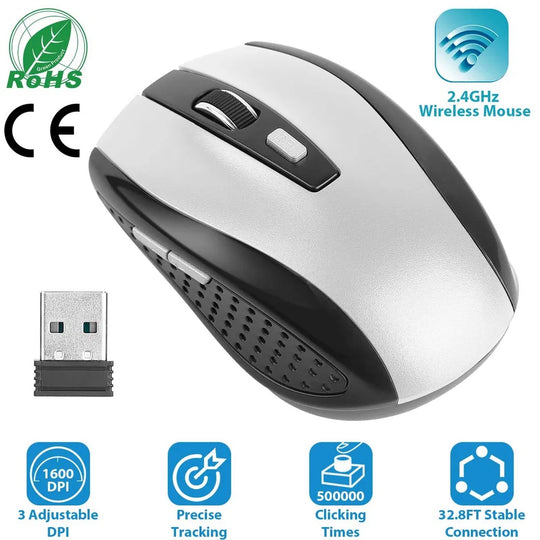 2.4G Wireless Gaming Mouse Optical Mice W/ Receiver 3 Adjustable DPI 6 Buttons