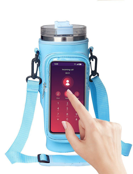 40oz water bottle sleeve with neoprene fabric and transparent touch screen window
