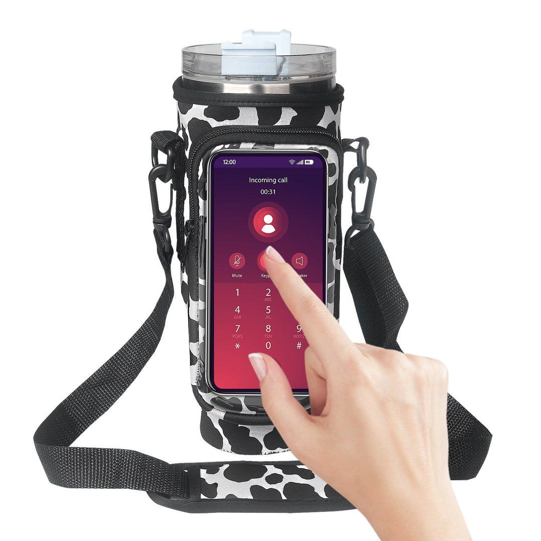 40oz water bottle sleeve with neoprene fabric and transparent touch screen window