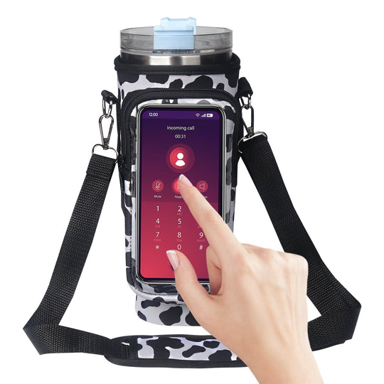 40oz water bottle sleeve with neoprene fabric and transparent touch screen window