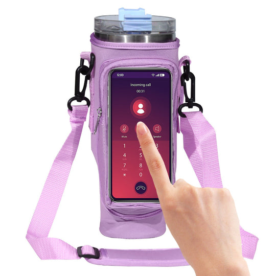 40oz water bottle sleeve with neoprene fabric and transparent touch screen window