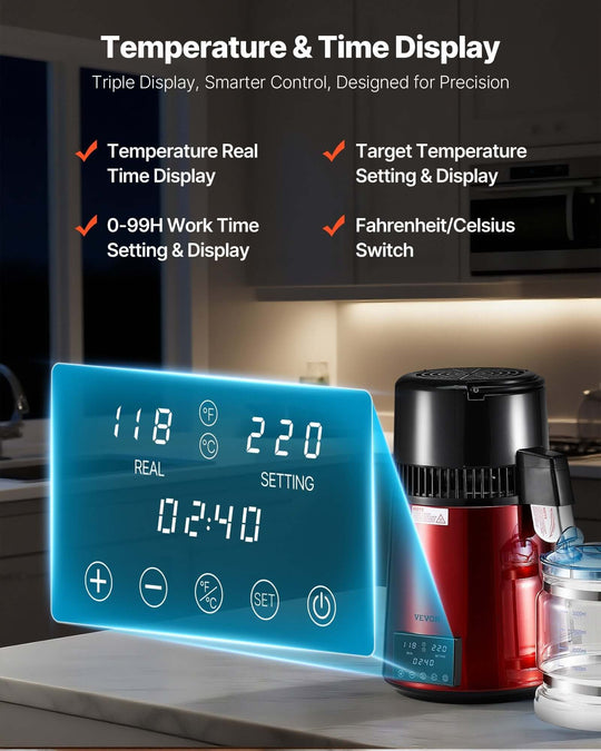 4L Water Distiller Home Countertop with stainless steel interior and glass container