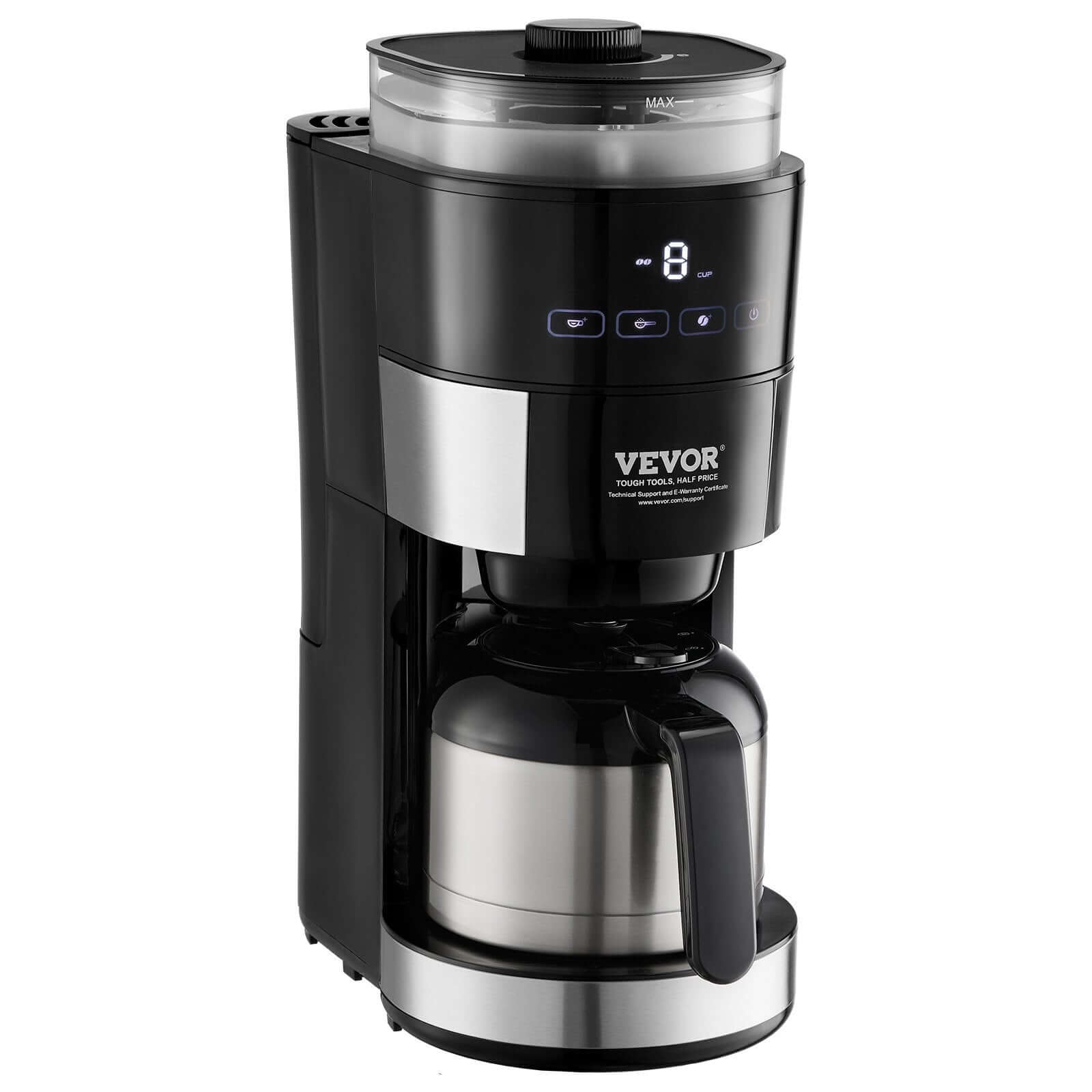 8 cup drip coffee maker with 3 brew strength settings