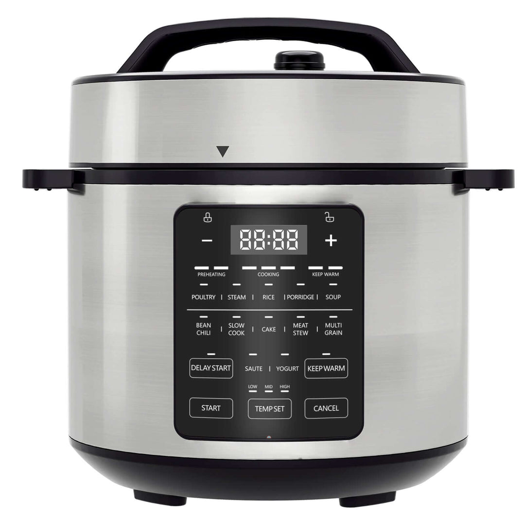 9 in 1 electric pressure cooker with digital control panel and stainless steel body