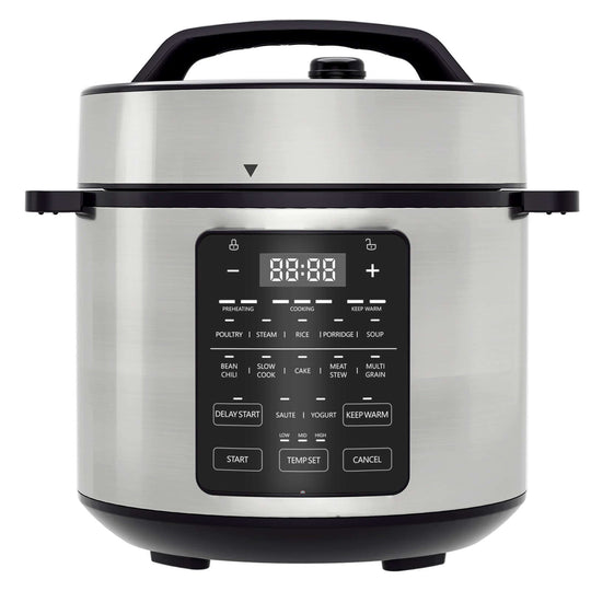 9 in 1 electric pressure cooker with digital control panel and stainless steel body