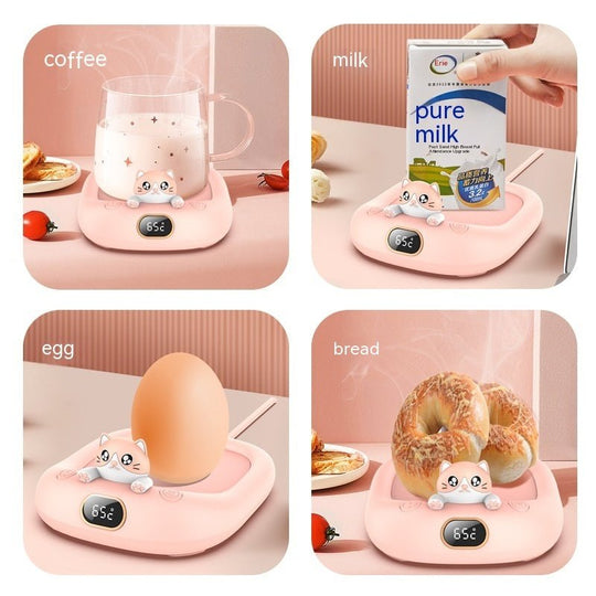 Constant temperature cup warmer with cute pet design for home office