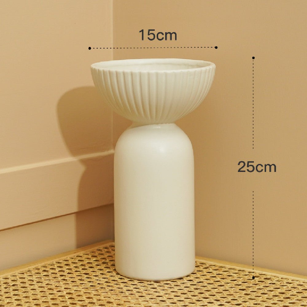 Home office desktop vase made of white porcelain with modern painted design for hydroponic plants