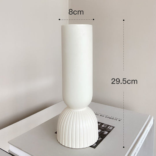 Home office desktop vase made of white porcelain with modern painted design for hydroponic plants