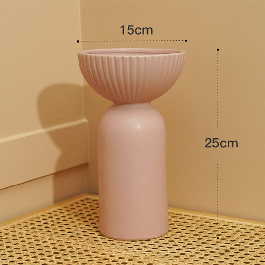 Home office desktop vase made of white porcelain with modern painted design for hydroponic plants