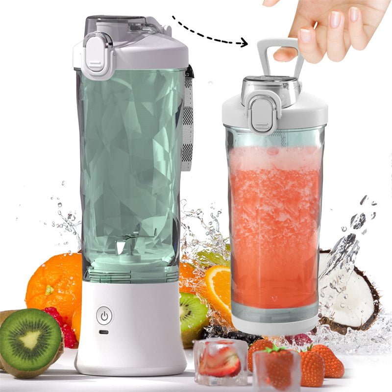 Portable blender juicer with 6 stainless steel blades and 600ml cup for shakes and smoothies