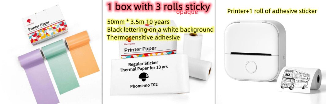 Portable mini thermal label printer with Bluetooth for home, student notes, and price tag printing