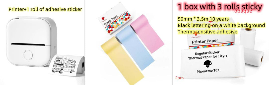 Portable mini thermal label printer with Bluetooth for home, student notes, and price tag printing