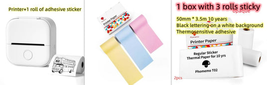 Portable mini thermal label printer with Bluetooth for home, student notes, and price tag printing