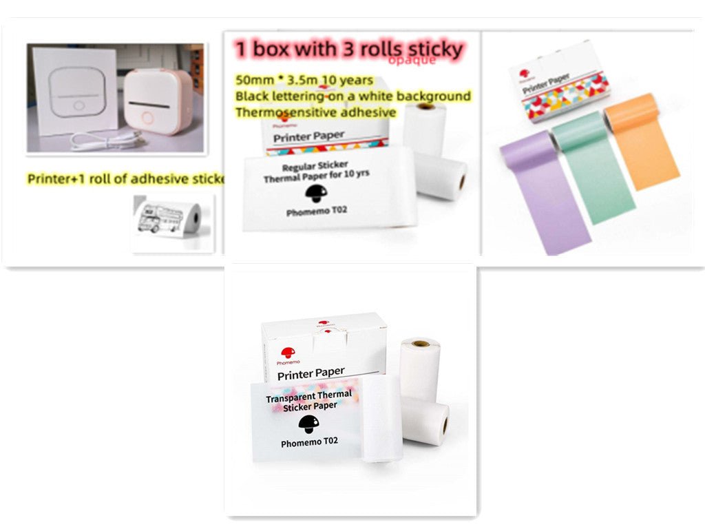 Portable mini thermal label printer with Bluetooth for home, student notes, and price tag printing