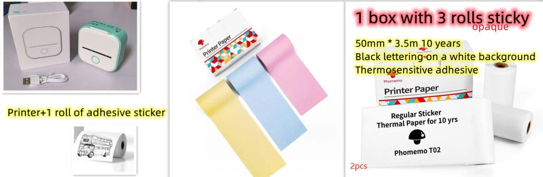 Portable mini thermal label printer with Bluetooth for home, student notes, and price tag printing