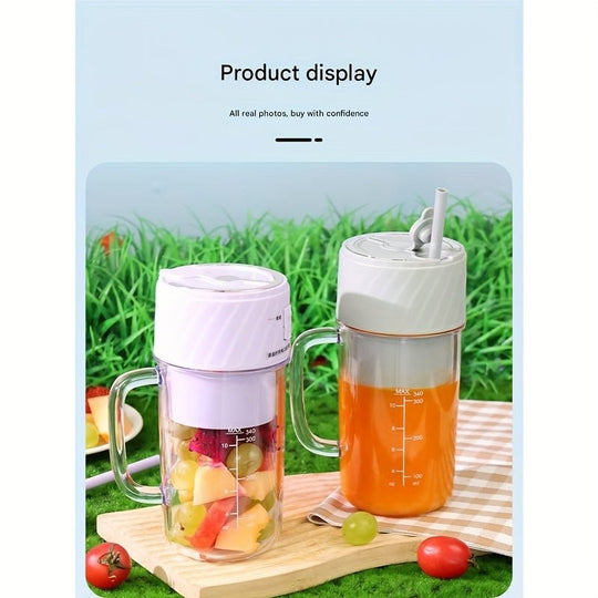 portable rechargeable blender cup with lid and straw for smoothies