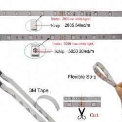 RGB LED strip light 12V 3528/5050 SMD with flexible indoor lighting design powered by 12V DC