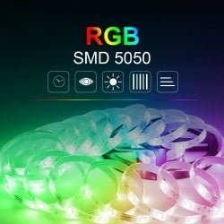 RGB LED strip light 12V 3528/5050 SMD with flexible indoor lighting design powered by 12V DC