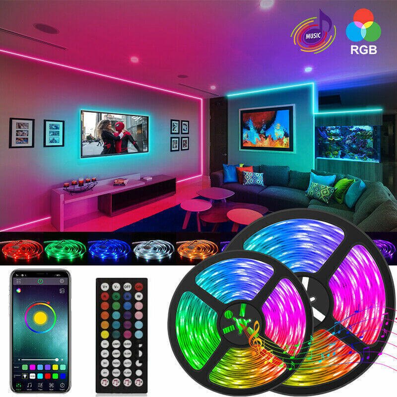 RGB LED strip lights with Bluetooth app and remote control