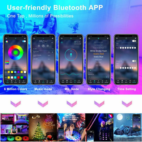 RGB LED strip lights with Bluetooth app and remote control