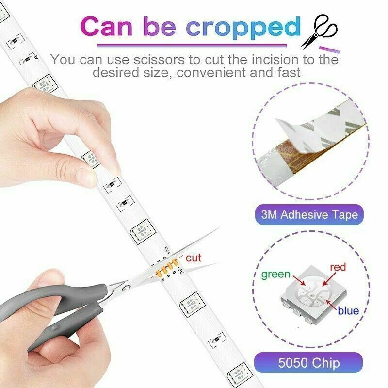 RGB LED strip lights with Bluetooth app and remote control