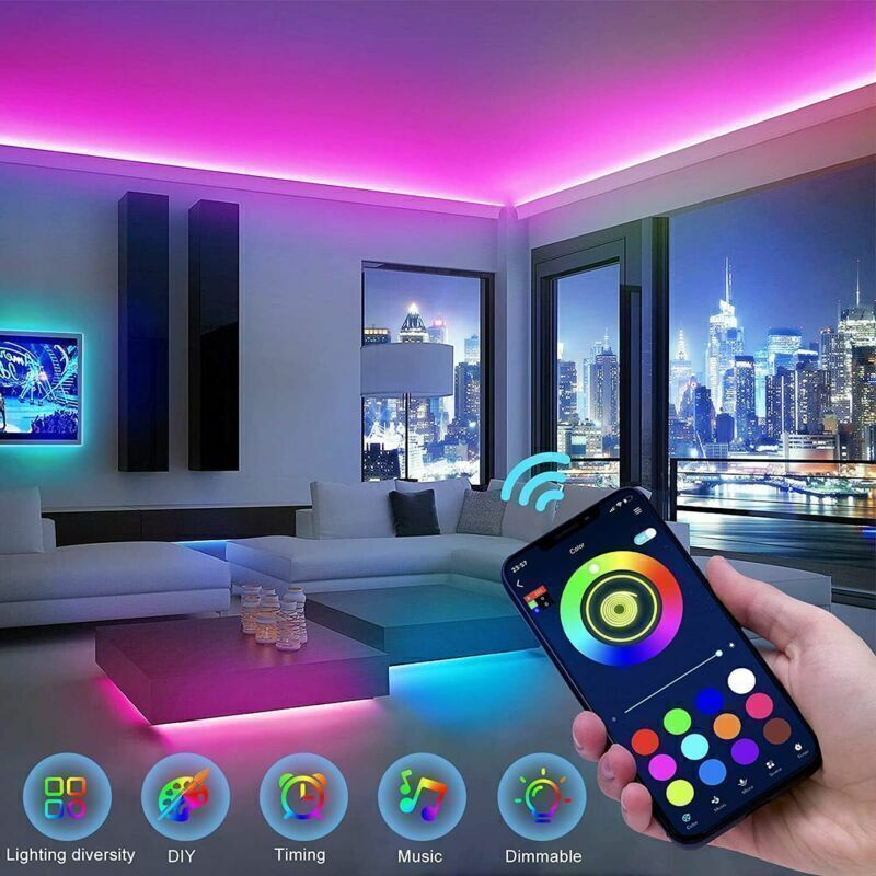 RGB LED strip lights with Bluetooth app and remote control