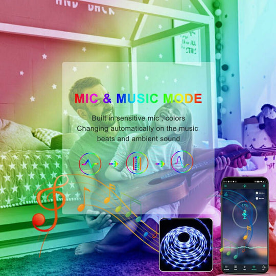 RGB LED strip lights with Bluetooth app and remote control