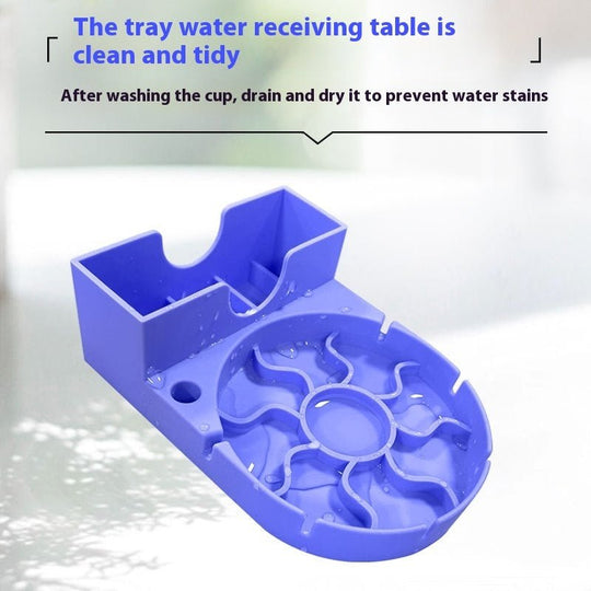 Silicone cup drainboard storage rack for drying cups and kitchen utensils
