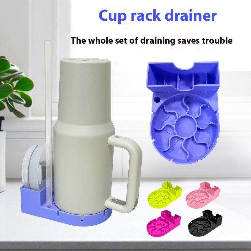 Silicone cup drainboard storage rack for drying cups and kitchen utensils