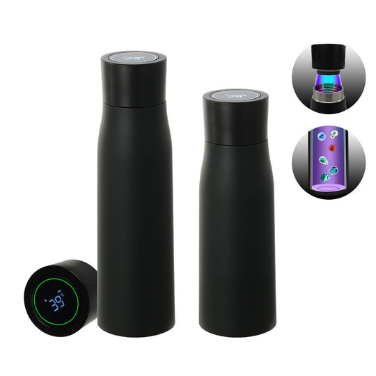 Smart temperature water bottle with LED display and stainless steel insulation