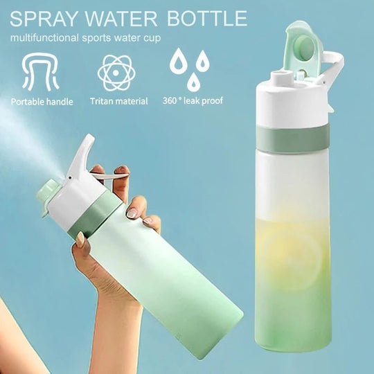 spray water bottle with handle strap for fitness and travel
