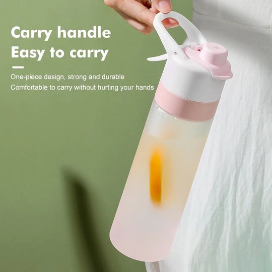 spray water bottle with handle strap for fitness and travel