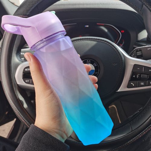 spray water bottle with handle strap for fitness and travel