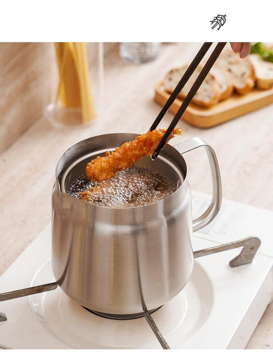 stainless steel oil filter pot with fine strainer and lid