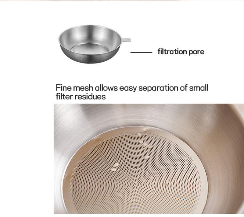 stainless steel oil filter pot with fine strainer and lid