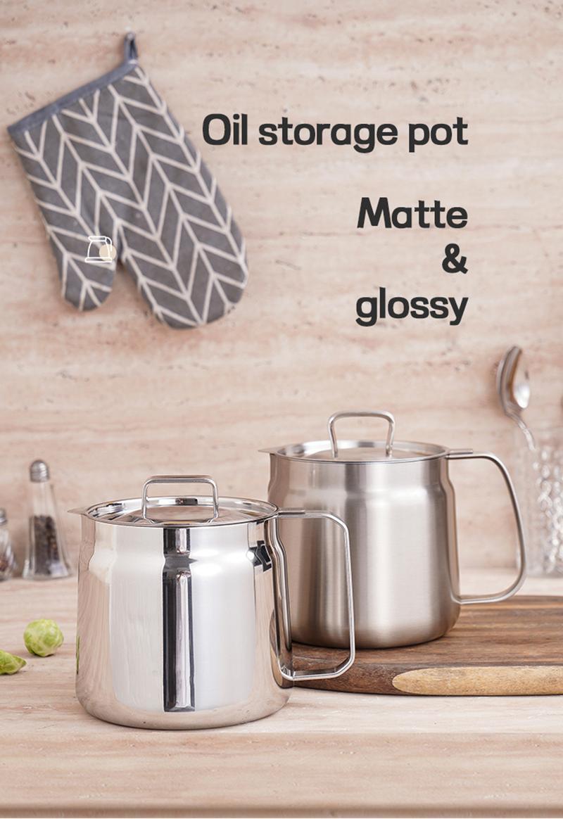 stainless steel oil filter pot with fine strainer and lid