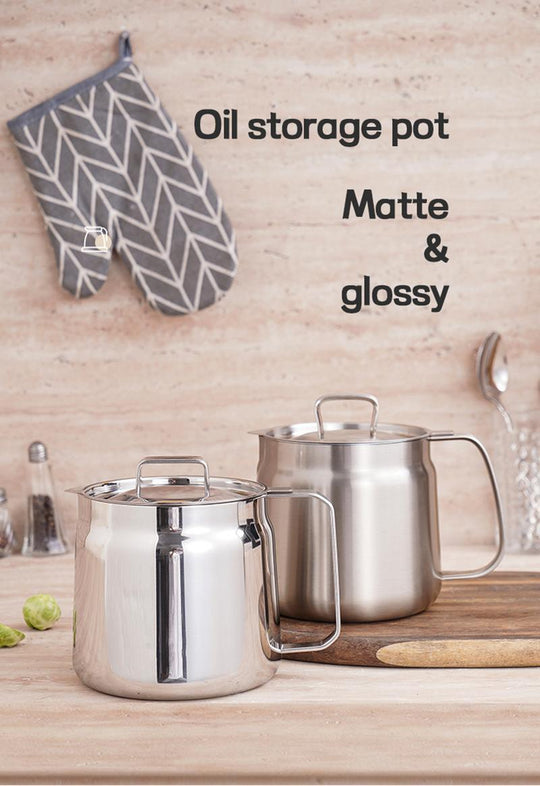 stainless steel oil filter pot with fine strainer and lid