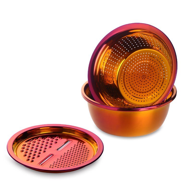 Stainless steel serving pot in metallic finish for kitchen and table use