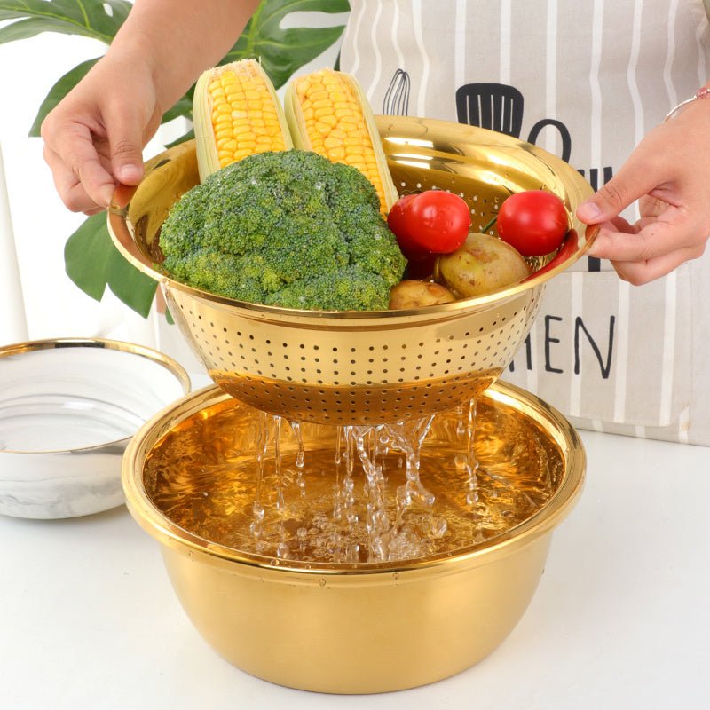 Stainless steel serving pot in metallic finish for kitchen and table use